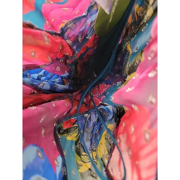 FARM RIO Anthropologie Maxi Bloom Mini Dress Metallic Embroidered‎ Size XS NWT - Picture 13 of 16